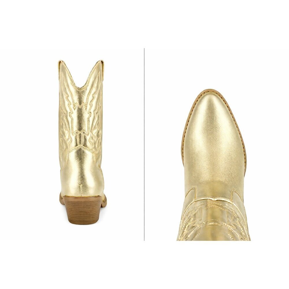 Unionbay Size 10M Women's Gold Dolly Western Cowboy Boots NIB - Picture 2 of 9